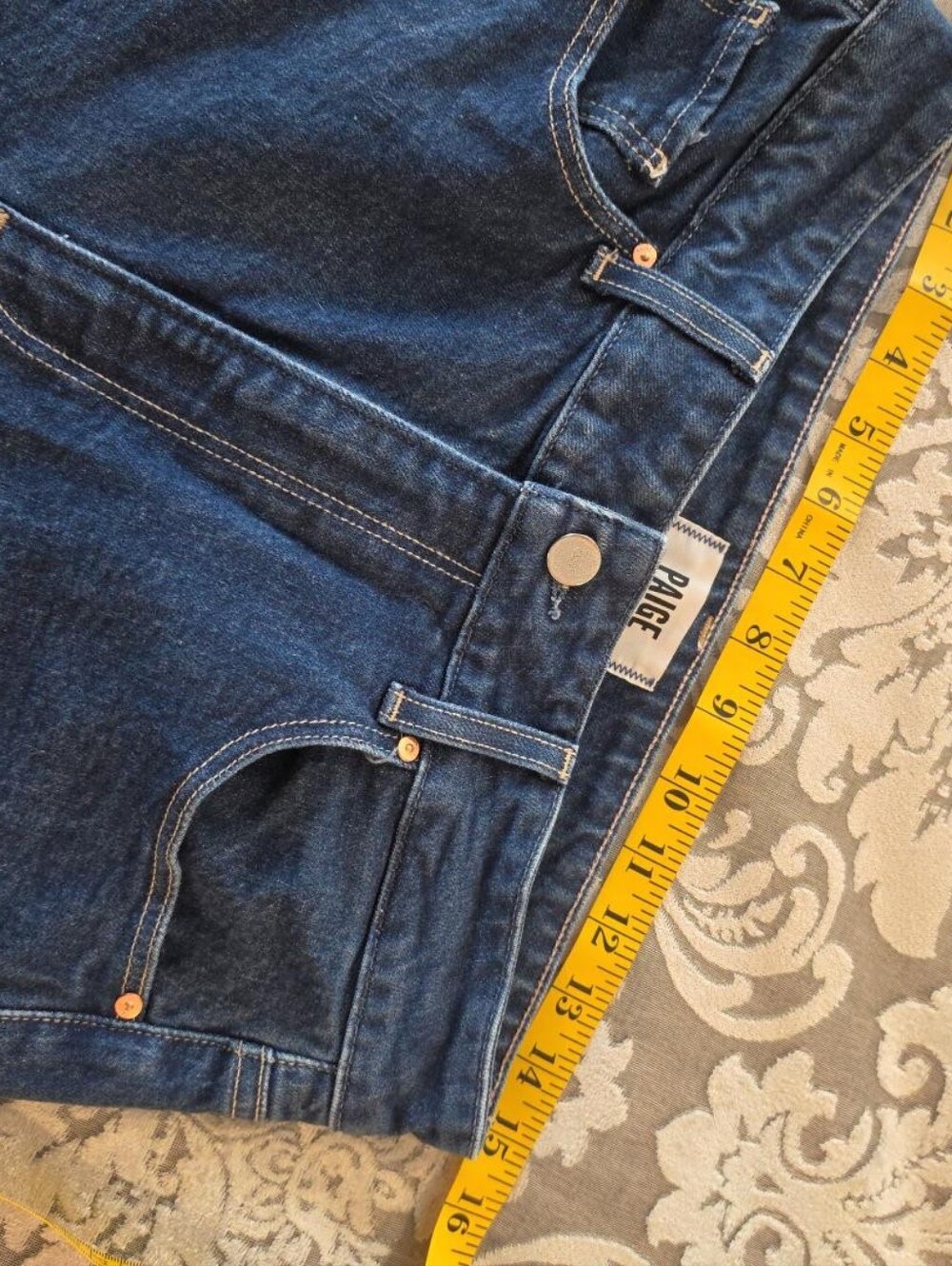PAIGE Sasha Ankle Jeans Size 30 Dark Wash High Rise Wide Leg Cuffed Stretch - Picture 5 of 8